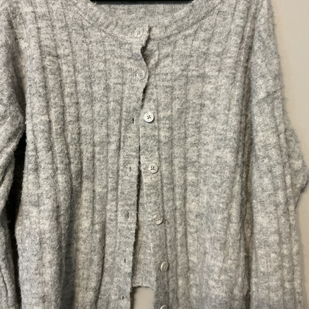Wild Fable Light Gray Ribbed Cardigan - Picture 5 of 8